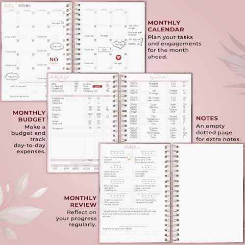 PLANBERRY Large Hourly Schedule Planner Premium ? Undated Organizer for Productivity, Time Management & Budget, 8x10.4¡È (Rose Gold)