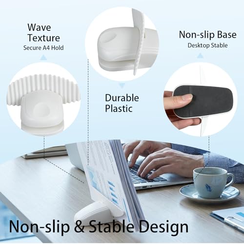 Desktop Paper Clamp Holder for A4 Documents, Non-Slip Office Organizer