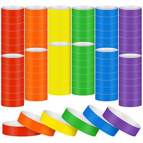 TaoBary 3000 Pcs Paper Wristbands for Events Neon Party Wrist Bands Colored Waterproof Bracelets Identification Hand Bands Adhesive VIP Armbands for Concerts Bars Party