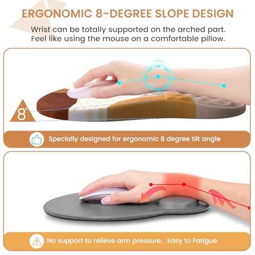 Large Mouse Pad with Wrist Rest and Keyboard Pad, Desk Pad Mat Set, 4PCS Carpal Tunnel Boho Mousepad with Wrist Support Combo, XXL Computer Office Desk Matt for Desktop Laptop, Brown Coffee