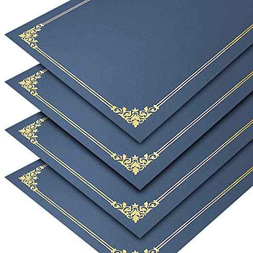 SUNEE Certificate Holders(Navy Blue, 50 Packs), Diploma Covers Gold Foil Border, for Letter Size 8.5x11 Certificates, Cardstock, Document Papers