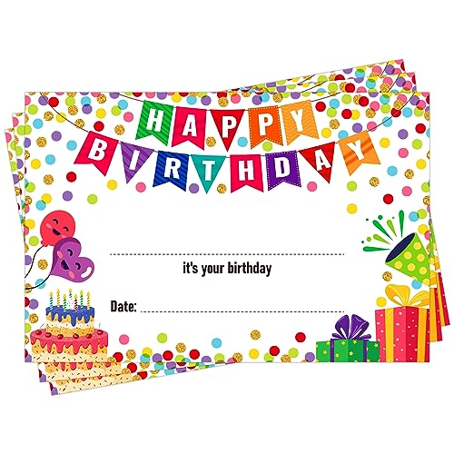 FaCraft Birthday Certificates for Students – 36 Confetti Certificates, 5.5x8.3 in, Classroom Rewards – Style 1