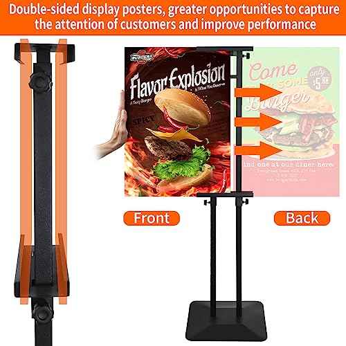 Poster Stand Heavy Duty - Double-Sided Pedestal Poster Stands for Display, Adjustable Metal Poster Board Stand Height Up to 80", Outdoor Floor Standing Sign Holder for Banner Foam, 1 Pack