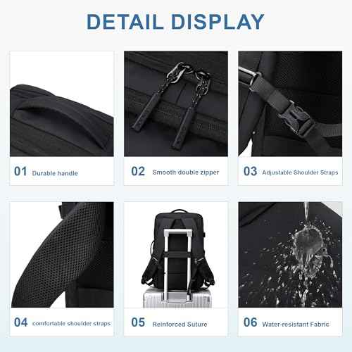Carry On Travel Backpack, 35L-40L Expandable Extra Large Airline Approved,Lightweight Daypack for Men and Women£¨Black£©