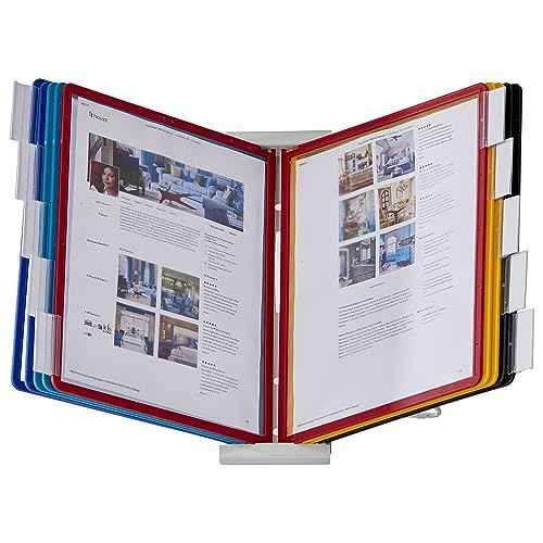 Durable Instaview20 Pocket Expandable Desktop Reference System - Letter Size 10 Double-Sided Panels - Assorted Color Borders