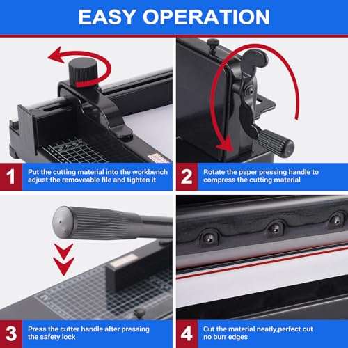 NOKAPIN Heavy Duty A4 Paper Cutter 12 Inch Guillotine Black for Office & Crafts