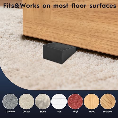 UXVEM 4-Pack Premium Rubber Door Stops - Solid Anti-Slip Wedges, No-Install, Fits 1.18" Gaps (Black)