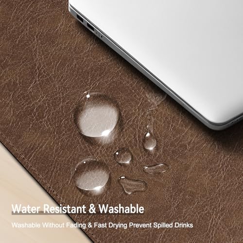Brown 25 x 13-Inch Imitation Crazy Horse Leather Waterproof Desk Mat - Double-Sided Office Pad