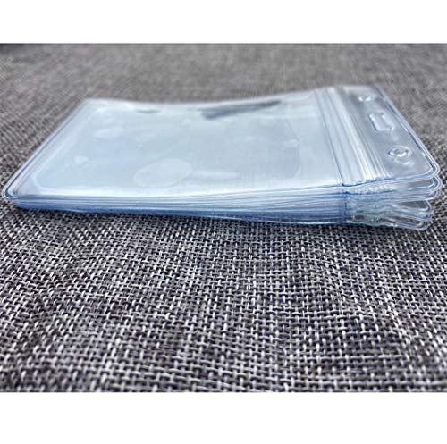 KINGSUM 6-Pack Waterproof Vertical ID Badge Holders Sealable Clear Plastic for RFID/Proximity Cards