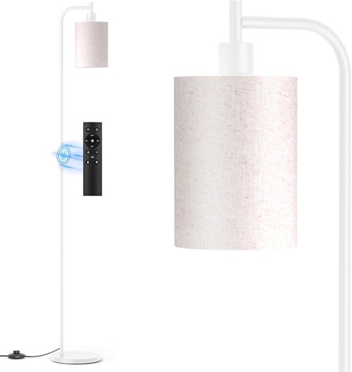 SIBRILLE Dimmable Floor Lamp - Modern Tall Standing Lamp with Remote Control & 3 Color Temperatures | Linen Shade