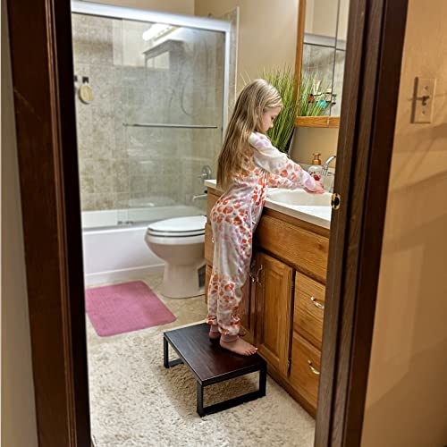 Solid Wooden Step Stool for Adults Seniors Non-Slip, Heavy Duty Bed Steps for High Beds with 500 LBS Capacity, Portable Bedside Step Stool Easy Assembly