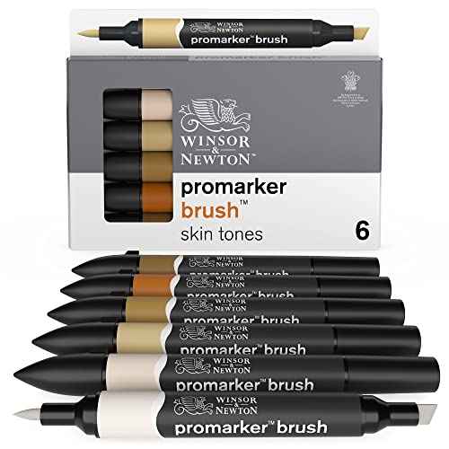 Winsor & Newton ProMarker Brush Set, 6 Count, Skin Tones