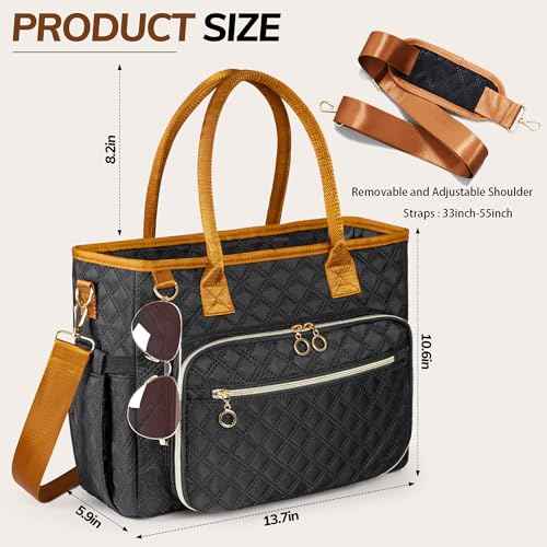 Large Bible Cover Case for Women, Church Tote Bags for Bible Study Supplies, Christian Gifts for Women (Black) Water Resistant Easy to Clean