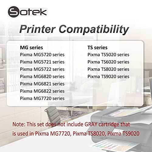 Sotek 270XL 271XL 270 271 XL, Work with Pixma MG5720 MG5721 MG5722 MG6820 MG6821 MG6822 MG7720 TS5020 TS6020 TS8020 TS9020 Printers (BK/BK/C/M/Y)
