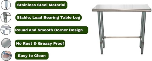 NSF Certified 24" x 14" Open Base Stainless Steel Work Table - Compact Commercial Design for Kitchens & Labs