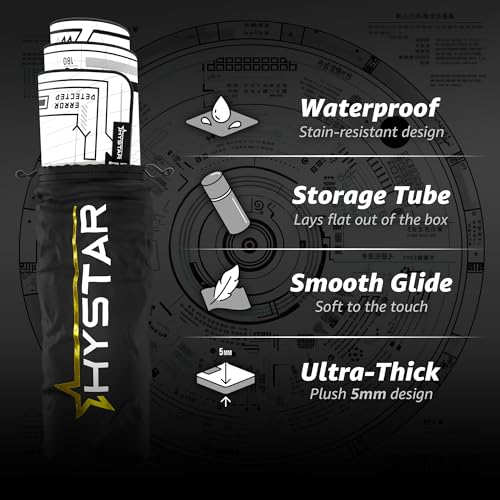 Hystar¢ç Extended Gaming Mouse Pad | XXL 36" x 16" | 5mm Thick, Waterproof Surface, Smooth Polyester Fabric, and Natural Rubber Base | Mainframe (Light)
