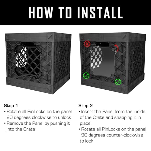 CrateVinyl - Vinyl Record Storage Crate Modular Storage Cube for LP Albums with Divider and 2 Clear Panels (Black crate - Smoke panels)