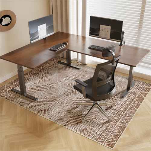 Office Chair Mat for Hardwood & Tile Floor, 60" x 75" Large Chair Mat for Rolling Chairs, Anti-Slip Under Desk Rug Floor Protector for Home Office, Washable Area Rug for Living Room, Brown