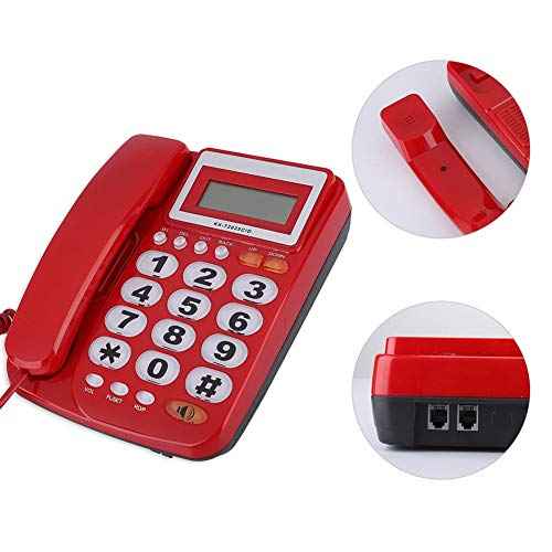 Desktop Corded Telephone - Landline Phone with Caller ID Display - with Speakerphone - Large Buttons - for Home,Office,Hotel,Business (Red)