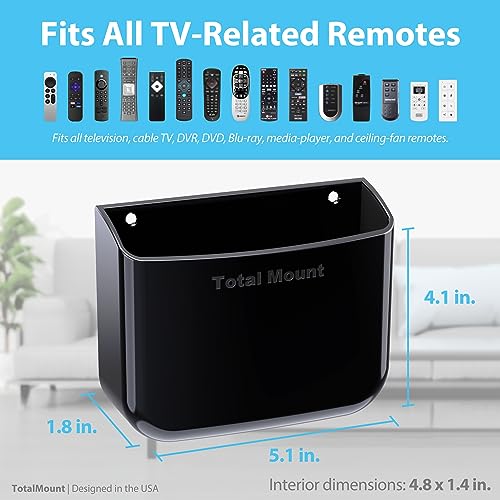 TotalMount Hole-Free Remote Holder ? Eliminates Need to Drill Holes in Your Wall (for 2 or 3 Remote Controls ? Black ? Quantity 1)