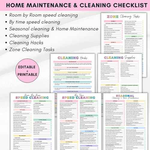 Cleaning Planner, Cleaning Schedule and Checklist Organizer, Daily Weekly Monthly Household Cleaning Planner, Chore Chart Notebook for Home, Family Cleaning Tasks, DIY Home Improvement, Editable Template