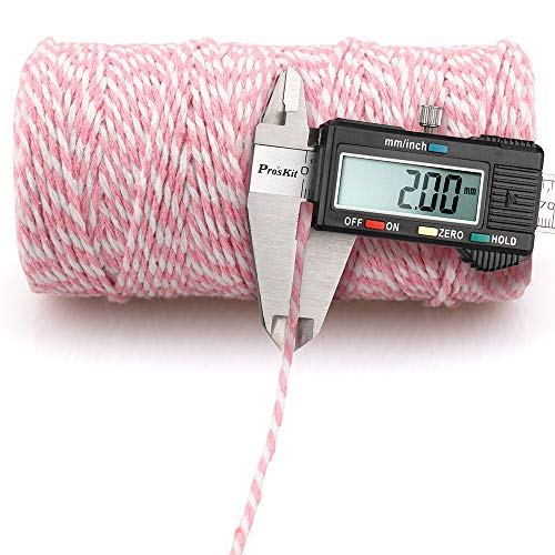 Jijacraft Pink & White Twine String 2mm x 100m, Heavy Duty Craft Cord