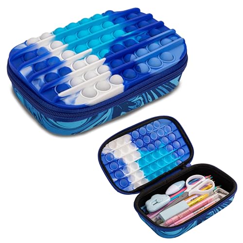 ZIPIT POP Pencil Case for Boys - Blue Silicone Sensory Fidget Storage