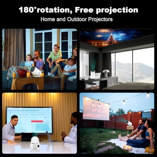 SKUOU L Mini Portable 4K 1080P Projector with WiFi 6, 180° Rotatable, Bluetooth 5.0, Auto Keystone, Android 11 - Video Projector