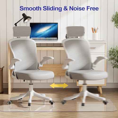 Delamu Large Office Chair Mat for Hardwood Floor, 46"¡¿60" Office Computer & Desk Chair Mat, Clear PVC Heavy Duty Floor Protector Mats for Rolling Chairs