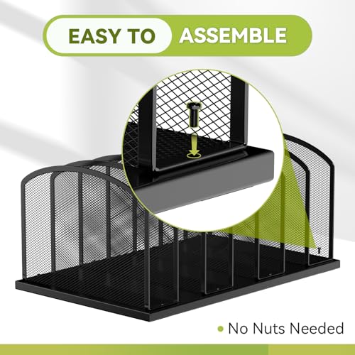 MINDEPOT Black 7-Section Mesh Desk File Organizer - 1 Pack
