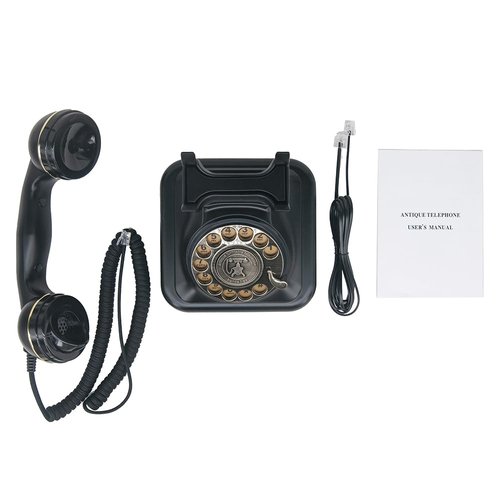 GHYTMTHOT Rotary Phone, Vintage Landline Rotary Black Vintage Phone, Used for Home and Office Desk.