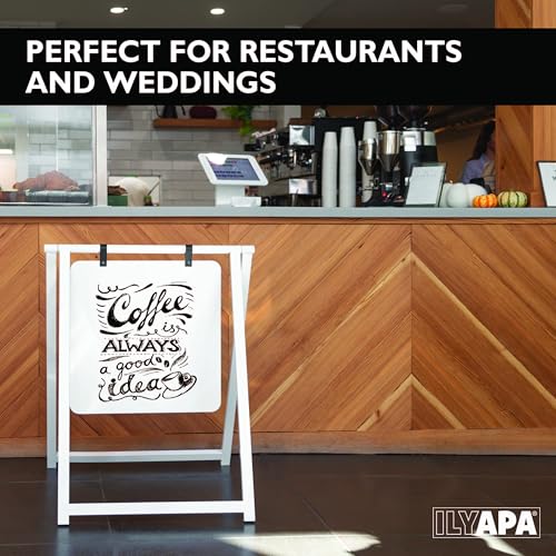 Ilyapa White Frame Metal A-Frame Signboard - 24x30 Inch Outdoor Whiteboard
