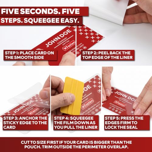 XFasten Self-Sealing Laminating Pouches for Business Cards Pack of 25 - 9.5 Mil Durable Protectors