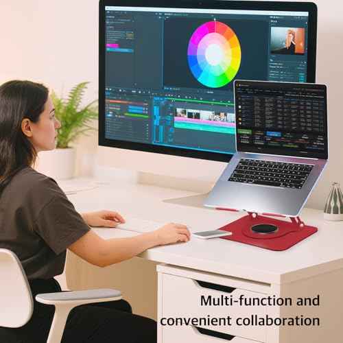 Red Swivel Laptop Stand-360¡Æ Rotating,Ergonomic Adjustable Metal Design,Fits10-16 Laptop Stand,Ideal for Desk Office & Travel,Foldable & Portable,Mechanical Style,Perfect for Women