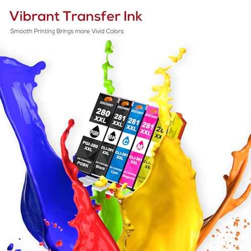 Compatible for Canon 281 Ink Cartridges PGI-280XXL CLI-281XXL Replacement for Canon TR8620a Ink Cartridges Works with TR8620a TR8520 TS6320 TR8620 TS9120 TS702a TS9520a TS9521Ca (5 Pcak)