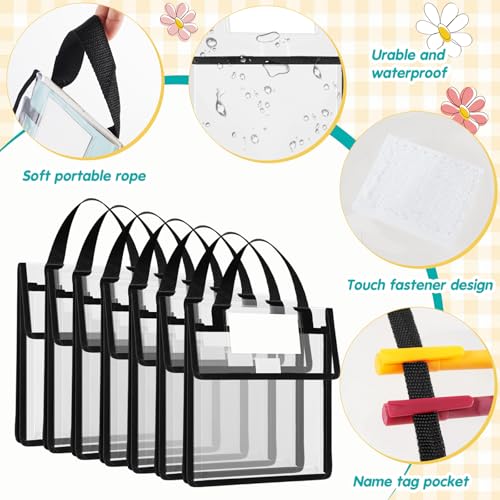 Teling 6-Pack Clear Book Pouches with Black Trim, 10x12 Inches