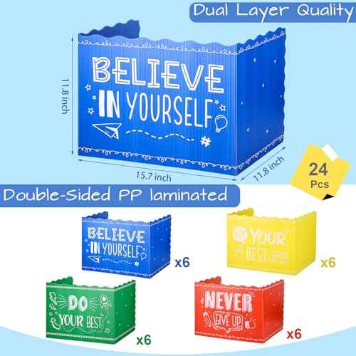 24-Pack Privacy Folders for Students Waterproof Durable Plastic Study Carrel Divider, Easy-to-Clean Classroom Desk Dividers Shield for School Teacher Christmas Supplies (Multicolor)