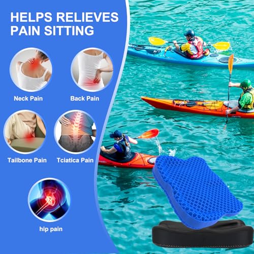 Thicken 19.7in Seat Cushion, Gel Seat Cushion for Long Sitting?Office Chair, Wheelchair, Car Pad, Large Cooling Support Pad for Back Pain, Sciatica, Tailbone Pain Relief