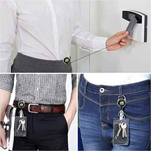 Gctriki Badge Reel Holder Retractable Heavy Duty with 360¡ÆSwivel Carabiner Belt Clip, Funny Dumpster on Fire ID Badge Holder Retractable Keychain ID Clip Name Badge Clip I'm Fine It`s Fine