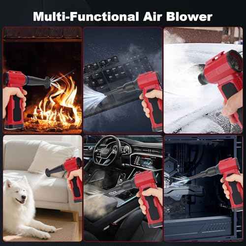Electric Air Duster, 130,000RPM Compressed Air Duster with Flashlight ? 4-Speed Adjustable Cordless Air Blower for Keyboard PC Car & Home ? Super Power Rechargeable Mini Blower for Dust Cleaning