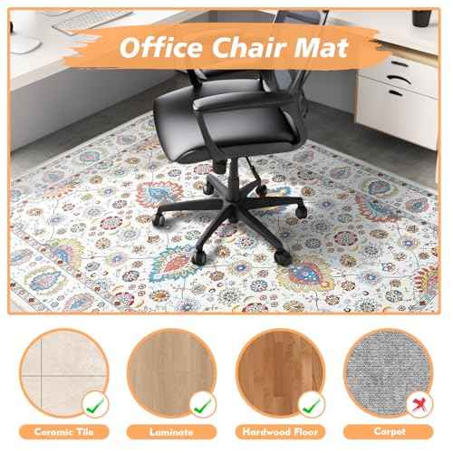 Office Chair Mat for Hardwood Floor,Computer Chair Mat Office Rugs for Rolling Chairs,Under Desk Rug for Floor Protector,Anti Slip Machine Washable Area Rug Beige 48"x60"
