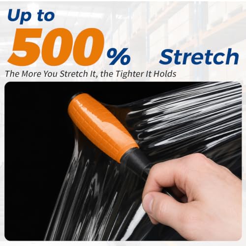 SWRT Heavy Duty 18in x 1500ft Plastic Stretch Wrap Roll for Moving & Storage