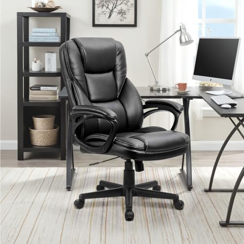 Furmax Black Executive Office Chair with Lumbar Support, High Back, Swivel & Adjustable Height
