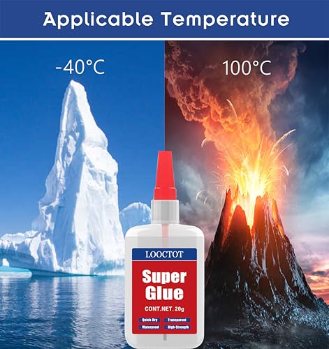 (2-in-1) Super Glue with Brush & Nozzle, 20g Thick Waterproof Adhesive for Plastic, Metal, Ceramic, DIY - LOOCTOT Super-Glue