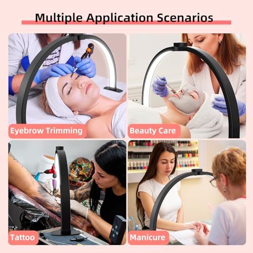 29" Large Half Moon Light for Nail Desk, Foldable Arch Nail Lamp with Phone Holder, 3 Color Modes,10 Brightness, Perfect for Manicure Handicraft Lighting, Black