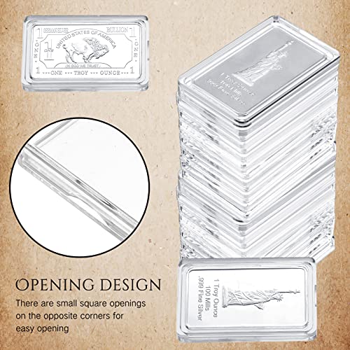 Batiyeer 200 Pcs 1 oz Silver Bar Case Holder Clear Acrylic Capsule Storage Container for 1 Ounce Silver Bar with Plastic Storage Box