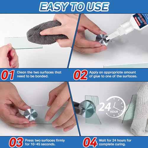 Glass Glue Clear Repair Heavy Duty 30 g, Super Glue for Glass with Anti-Clog Cap, for Acrylic, Mirror and More, Waterproof, Heat-Resistant