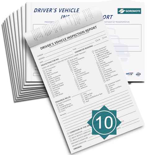 Detailed Driver's Vehicle Inspection Report, 10 Pack, Pre Trip Inspection Book for Trucker, 2-Ply Carbonless, 35 Sets of Forms per DVIR Log Book for Truck Drivers, 8.5" x 5.5"