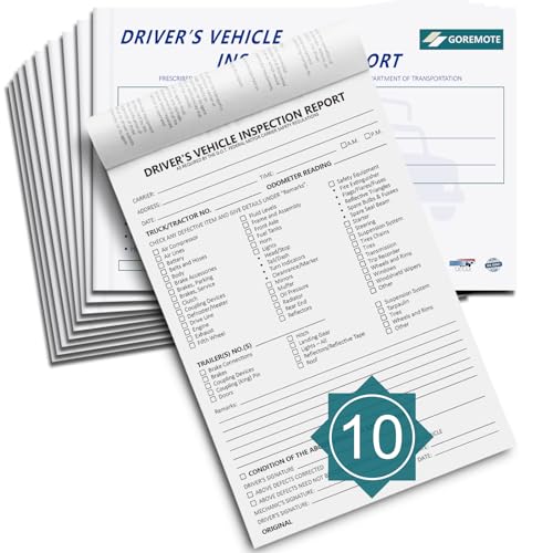 Detailed DVIR Book for Pre Trip Vehicle Inspections - 10-Pack, 350 Forms
