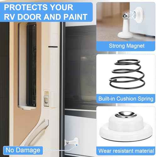 Moxweyeni 24 Pack Magnetic Door Stoppers Magnetic RV Door Stopper Stainless Steel Heavy Duty Stops RV Holder Keep Open for Wall and Floor Mounting No Drilling Stop with Adhesive Tapes(White)